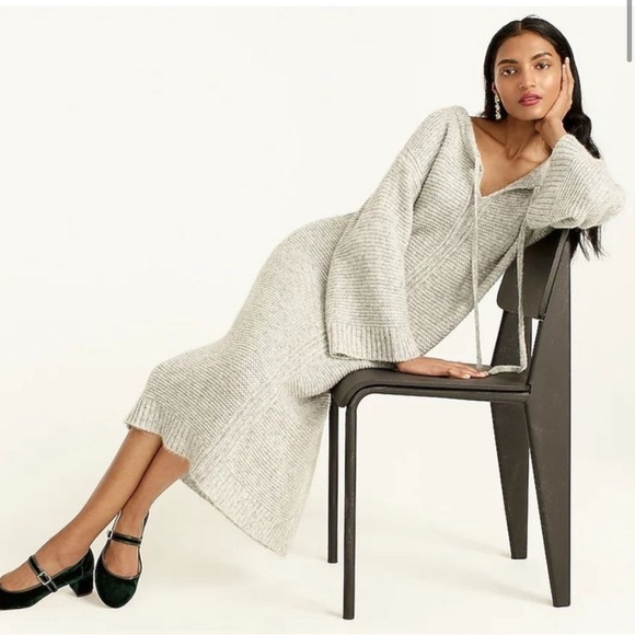 NWT J.Crew Relaxed tie-neck sweater-dress in Navy - Picture 13 of 15